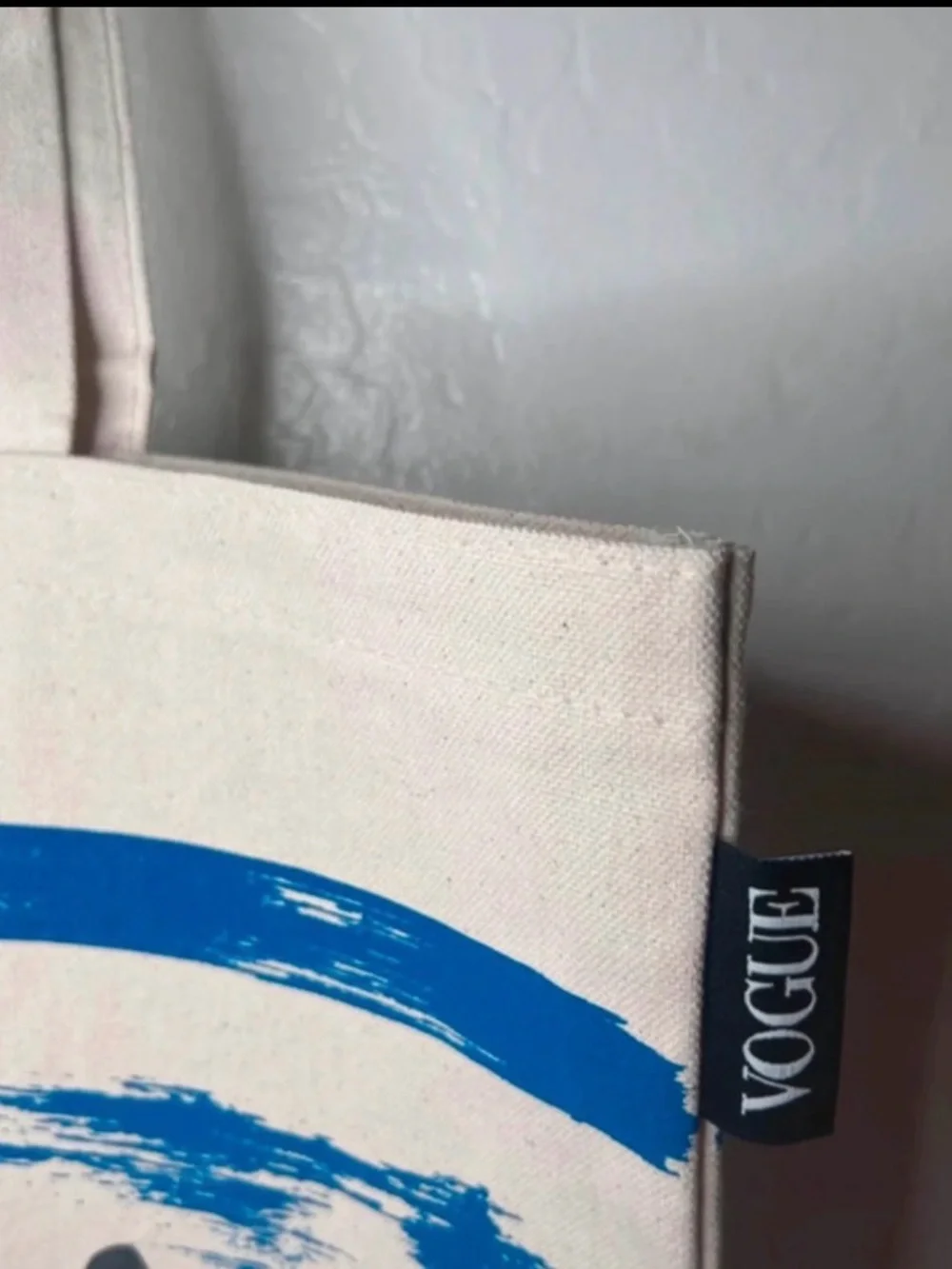 Vogue Cream Canvas Tote with Blue Stripes